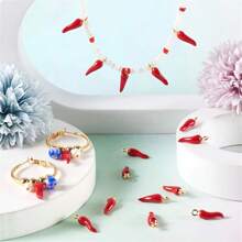 [Quantità] Pezzi Vividi Pendenti Multicolore 3D a Forma di Peperoncino Rosso, Adatti per Realizzare Orecchini, Collane, Bracciali e Portachiavi - Accessori per la Realizzazione di Gioielli in Stile Piccante