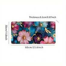 35.4x15.7 英寸精美花卉图案桌垫 | 35.4x15.7 英寸精美鼠标垫，带防滑橡胶底座和缝边 | 高清花卉印花图案 | 适用于家庭、办公室和游戏 | 送给女性的完美礼物，返校季游戏鼠标垫，办公桌配件，办公用品，桌面配件，鼠标垫，桌面鼠标垫 - 彩色 - 查看 14