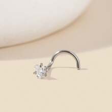 1/5pcs 316L Stainless Steel Zirconia Embedded Heart, Star, Geometric, Circle, Square Nose Studs, Versatile Body Piercing Jewelry, Disposable Tools, Perfect Gifts For Women