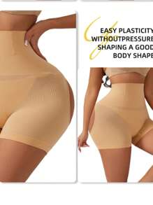 1 Stück Yoga Highwaist formende Shorts für Frauen, nahtlos, Shapewear, Bauchkontrolle, Körperformer, Po anhebend, Unterwäsche, hautfarbene Shorts, Fitnesszubehör