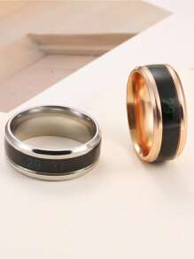 1 pieza Anillo de temperatura inteligente y elegante de acero inoxidable con cambio de color sensible a la temperatura, anillo de estado de ánimo dinámico, joya de regalo para Navidad y San Valentín para hombres y mujeres