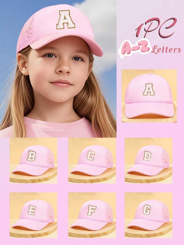 1pc 26 Letters Breathable Mesh Baseball Cap, Fashionable & Versatile Suitable For Girls Spring/Summer Outdoor, Casual, School Outfits, Sun Protection
