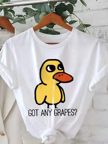 Duck Song Got Grapes Iced Lemonade Funny Memes Women's Round Neck Oversized Short Sleeve T-Shirt - White - View 2