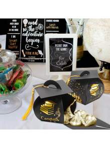 10/20pcs Graduation Cap Congrats Gift Boxes, Gold Tassel Packaging Boxes, Graduation Party Centerpiece Decor, Graduation Celebration Party Favors