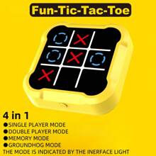 Appareil de jeu 4 en 1 Tic Tac Toe portable, jouet de voyage, jouet à doigts éducatif, convenant aux enfants, aux adolescents et aux adultes, parfait pour les réunions familiales et les rencontres entre amis (piles 3AAA non incluses)