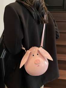 Women Cute Cartoon Pig Shoulder Bag, Fashion Personalized Daily Crossbody Messenger Bag Suitable For Casual, Shopping, Dating, Party