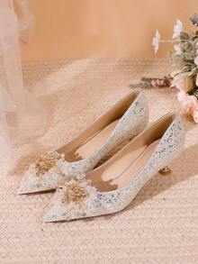 Bridal Garters & Barefoot Sandals - Silver Square Buckle - View 9