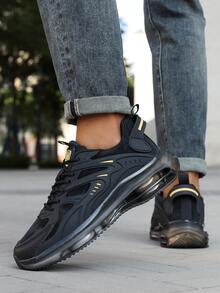 Lightweight Men's Cushioned Sneakers - Breathable And Shock-Absorbing, Suitable For Outdoor Activities - Black and White - View 1