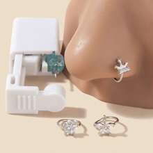 1pc Fashionable Minimalist Copper 5-Leaf Crown Shape Zirconia Stone Nose Ring, Versatile 1-Time Use Nose Stud/Clip On Jewelry, Suitable For Women Daily Wear, Body Piercing Accessories, Friend Gift