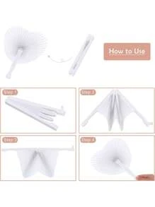 12pcs-White Heart Shaped Folding Paper Fan, Wedding Ceremony Decoration,White Heart Shaped Folding Paper Hand Fans For Weddings And Travel Valentine's Day Valentines,Paper Fans,White Bulk Folding Foldable Hand Handheld Fans Wedding Decorations Heart Round Shaped Accordion Fans