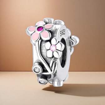 MAGIC CHARMS 1pc S925 Sterling Silver Flower Spacer Jewelry Stopper Charm Pendant Bead Fit Original Bracelet DIY Jewelry Accessory