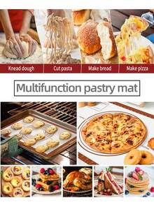 1 件 - 铂金玻璃纤维硅胶揉面垫，防滑硅胶糕点垫（带刻度），不粘烘焙工具垫。用途广泛，可用于制作糕点、面条、马卡龙、面包等。 - 彩色 - 查看 6