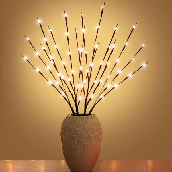20 Lumières de branche à LED - Éclairage décoratif d'intérieur convenant aux mariages, anniversaires et Noël - Guirlandes lumineuses avec un design de branche sans piles