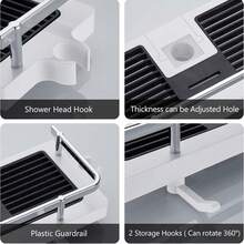 NetHong Bathroom Shelf Shower Pole Caddy Rack Storage Organizer Tray Holder Accessories Home Bathroom Decor Bathroom Organizer Summer Back To School - White - View 6