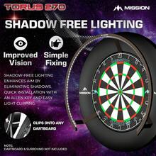 Torus 270 | Dart Board LED Lighting System With Easy Access To Dartboard Area For Unrestricted Play, Sand Blasted Black, Red, Blue, Green, Purple, Bronze And Silver Colours - Sand Blasted Black - View 5