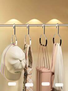5pcs/Set Hat Holder Rack, Non-Slip Storage Holder Rack, Creative Round Ring Clothes Hanger Hook, Stainless Steel Wardrobe Hanging Hook For Hats, Suspenders, Ties, Scarves, Lingerie