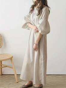 Women Long Dresses - Khaki - View 1
