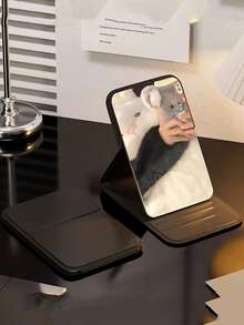 LED 化妆镜，便携式垂直皮革折叠洗脸盆，三色照明，可调节触摸屏，紧凑型化妆梳妆镜，完美的母亲节礼物