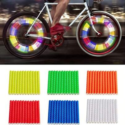 12pcs Reflective Strips For Bicycles, Night Riding Warning Lights, Bicycle Reflective Strips, Mountain Bike Riding Accessories
