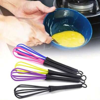 2 Peças Batedor de Ovos Manual, Misturador de Tinta de Cabelo de Salão, Batedor de Ovos, Mexedor de Ovos de Cozinha, Batedor de Ovos Manual Portátil, Adequado para Assar Bolos e Cozinhar, Cor Aleatória