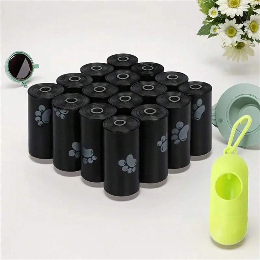 Thickened Scented Dog Poop Bags - Leak-Proof, Odor-Proof, Pet Waste Bags, Non-Polluting For Easy Indoor And Outdoor Cleaning - Black - View 1