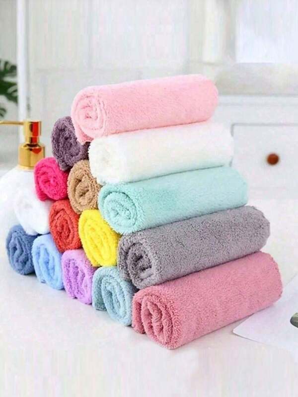 10-1pc Waffle Washcloths, Coral Fleece Square Towel, Super Soft Washcloth, Super Absorbent Face Towel For Home Bathroom, Soft And Absorbent Square Towel, Solid Color Small Face Towel, Multi Purpose Cleaning Cloths,Bathroom Supplies Bathroom Decor Summer Back To School For Beauty Salon Home Bathroom