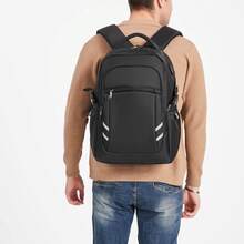 Neutral Stylish Travel Backpack, Modern Commuter Laptop Bag, Wear-Resistant Waterproof Large Capacity Multi-Pocket Student Backpack - Black - View 10