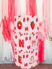 3 件/套 27 厘米 1 岁生日粉色草莓生日惊喜盒，可爱粉色草莓 ONE 图案礼盒，1 岁生日派对房间背景装饰，生日惊喜盒，宝贝淋浴派对房间装饰，摄影道具，生日惊喜礼物派对礼物 - 1歲生日草莓 - 查看 8