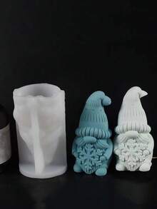 1 件雪人形硅胶蜡烛模具，DIY 雪花硅胶模具，适用于石膏家居装饰配件 - 白色 - 查看 1