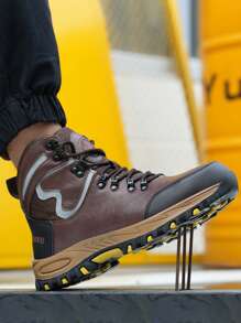 New Safety Boots For Men, High-Top, Steel Toe, Lightweight, Anti-Smash, Anti-Piercing, Protective, Hiking, Waterproof, Anti-Slip, Wear-Resistant, Industrial Work Shoes
