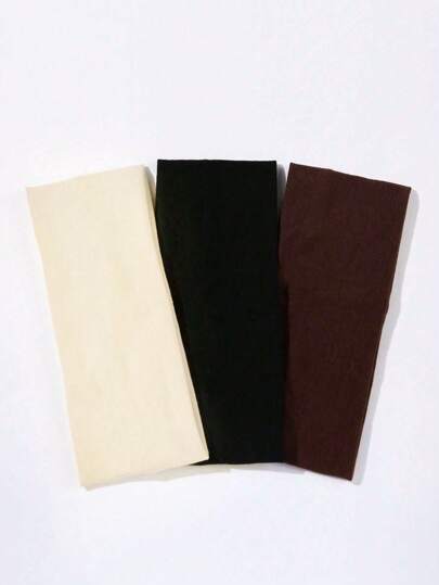 3 pièces Bandeau large pour femmes, marron/noir/blanc cassé, gris foncé, gris clair et noir, confortable et extensible, pour yoga, les sports, les activités extérieures, les vacances, la salle de sport. Accessoire pour cheveux élégant pour femmes