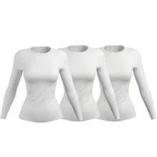 Kit 3 Women's Thermal Shirt UV Protection 50+ Second Skin T-Shirt Blouse Cold Mesh Gym Long Sleeve F7 NEW STYLE - trắng - Xem 1
