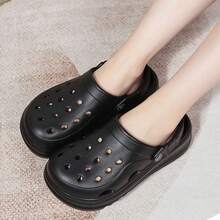 2024年新款女士厚底透氣涼拖鞋,帶有舒適前後繫帶和涼爽感覺 - 黑色 - 查看 6