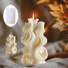 1 Stück Silikonform für duftende Kerzen im Wellendesign - asymmetrisches Wassermuster, geeignet für Harz- und Gipshandwerk, dekorative Säulenkerzenherstellung, herbstliche Geschenkideen