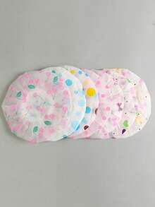 1/5/10pcs (Random Style) Adorable Shower Caps, Waterproof Bath Caps Plastic Reusable Shower Caps Elastic Band Bath Hair Hat For Girl & Baby Floral Pattern Shower Cap Reusable PEVA Shower Cap, Cherry Print Elastic Waterproof High Multifunctional Bathing Caps For Bathroom - Multicolor - View 5