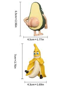 1pc Fruit Decorative Funny Magnets, Banana & Avocado Home Decor Refrigerator Magnets, Creative Cartoon Banana Avocado Magnets For Blackboard, Memo Board
