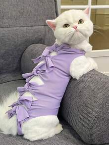 Cat Spay/Neuter Surgery Suit, Breathable Restraint Clothing To Prevent Biting And Licking For Post-Operation Female Cats And Dogs - Purple - View 10