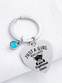 1pc Charming Stainless Steel Highland Cow Keychain, Perfect Gift For Farmers And Animal Lovers Car Accessories Bag Charm School Cute Goth Y2k - Multicolor - View 5