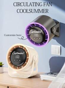 1 Stück anpassbarer Hochgeschwindigkeits-Umluftventilátor, 15cm Tischventilator mit digitaler Anzeige, Turbo Tischventilator, personalisierter wandmontierter Miniventilator, Nachtlichtventilator, USB wiederaufladbarer Desktop-Ventilator, 100-stufig einstellbarer Luftkühler, 4000mAh Akku, ideal für Zuhause, Büro, Dorm, Sommer-Essentials & personalisierte Geschenke