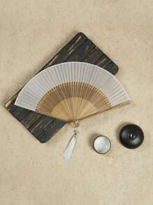 1pc Foldable Fan Hand Held Fan With Tassel For Outdoor Travel Dancing Performance Cheongsam Dressing Accessories Photo-Taking Props