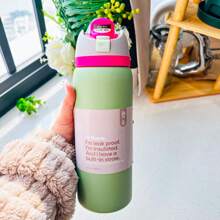 Hervidor de agua para acampar al aire libre de doble bebida O.wala Morandi con pajita, botella de agua para bicicleta aislada de gran capacidad de 32 oz / 945 ml, tiempo de conservación del hielo más de 24 horas, botella de agua con doble aislamiento al vacío, bebidas congeladas, apariencia hermosa, trabajo exquisito, adecuado para acampar, trabajo, uso en interiores