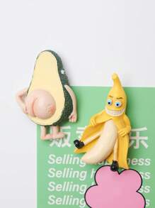 1pc Fruit Decorative Funny Magnets, Banana & Avocado Home Decor Refrigerator Magnets, Creative Cartoon Banana Avocado Magnets For Blackboard, Memo Board