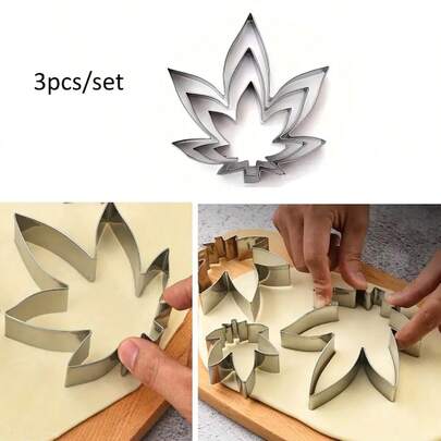 Stainless Steel Maple Leaf Biscuit Mold Set, Leaf Biscuit Mold Set, Baking Tools, Kitchen Accessories, Suitable For Thanksgiving, Autumn Harvest Holiday DIY Chocolate Crispy Mold Set.