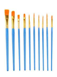 10pcs/50pcs Plastic Handle Painting Brush Set, Watercolor Acrylic Oil Art Paint Brushes For Drawing