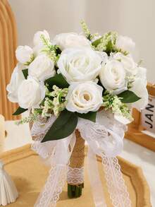 Bó hoa cưới cho phù dâu (1 bó) - Bó hoa cầm tay 20-23 cm, hoa giả dùng trang trí tiệc cưới, lễ kỷ niệm, ngày Valentine. - Nhiều màu - Xem 10