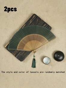 1pc Foldable Fan Hand Held Fan With Tassel For Outdoor Travel Dancing Performance Cheongsam Dressing Accessories Photo-Taking Props - Nhiều màu - Xem 14