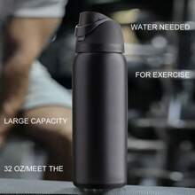 Nuevo estilo Owaia - Vaso de agua al vacío con aislamiento de acero inoxidable negro esmerilado doble con pajita, gran capacidad 32 oz/945 ml, hervidor de bebidas frías 100 % a prueba de fugas, conservación de hielo a largo plazo durante 24 horas, diseño de clip de cinturón antideslizante, adecuado para automóviles, botellas de agua para deportes al aire libre, vasos de agua de oficina, entusiastas del fitness