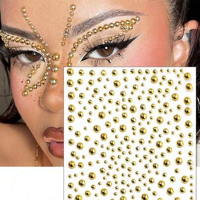 自粘面部宝石和珍珠，适用于化妆、节日珠宝、发饰、面部、眼睛、化妆品、指甲、身体和工艺品的水钻贴纸
