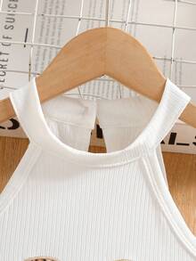 Girls' Summer Leopard Print Camisole & A-Line Skirt Set - White - View 3