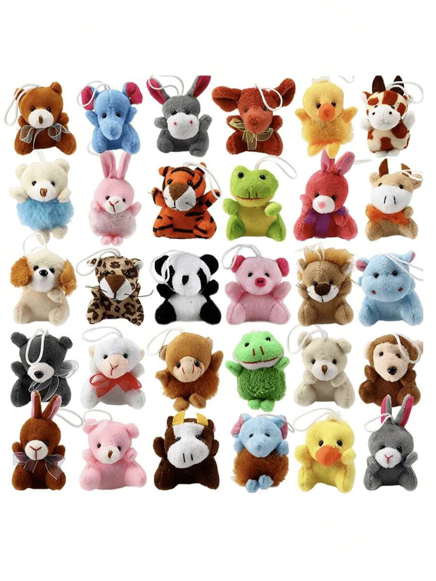 Juego de 5/10/20 piezas al azar de mini juguetes de peluche de animales, adornos de llavero de animales lindos para adultos, relleno de bolsas de regalo, premios de carnaval, animales de peluche a granel para obsequios de fiesta, Navidad, obsequios de fiesta para niños, animales de peluche, animales de peluche